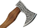 Celtic axe with carved knotwork pattern