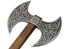 Celtic battle axe with engraved knotwork