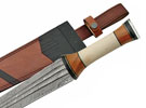 Damascus Celtic short sword with patterned steel blade